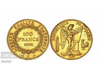 Франция, 100 Франка, 1908 г. 32.25 гр. злато 900