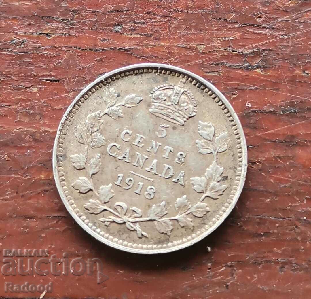 Delivery of 5 cents Canada 1918