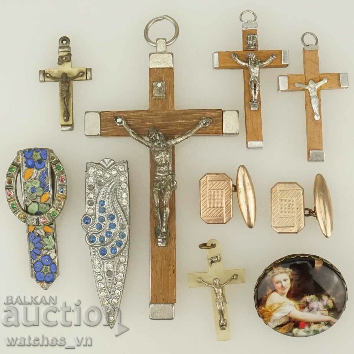 LOT Old Religious objects jewelry Silver Plated LOT