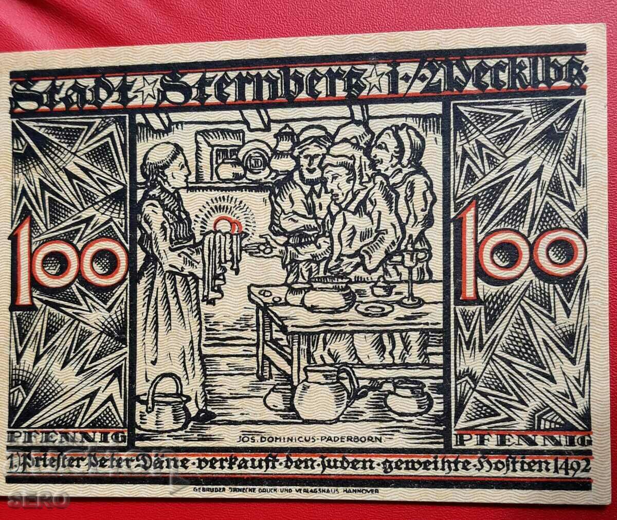 Τραπεζογραμμάτιο-Γερμανία-Μεκλεμβούργο-Πομερανία-Στέρνμπεργκ-100 pf. 1922