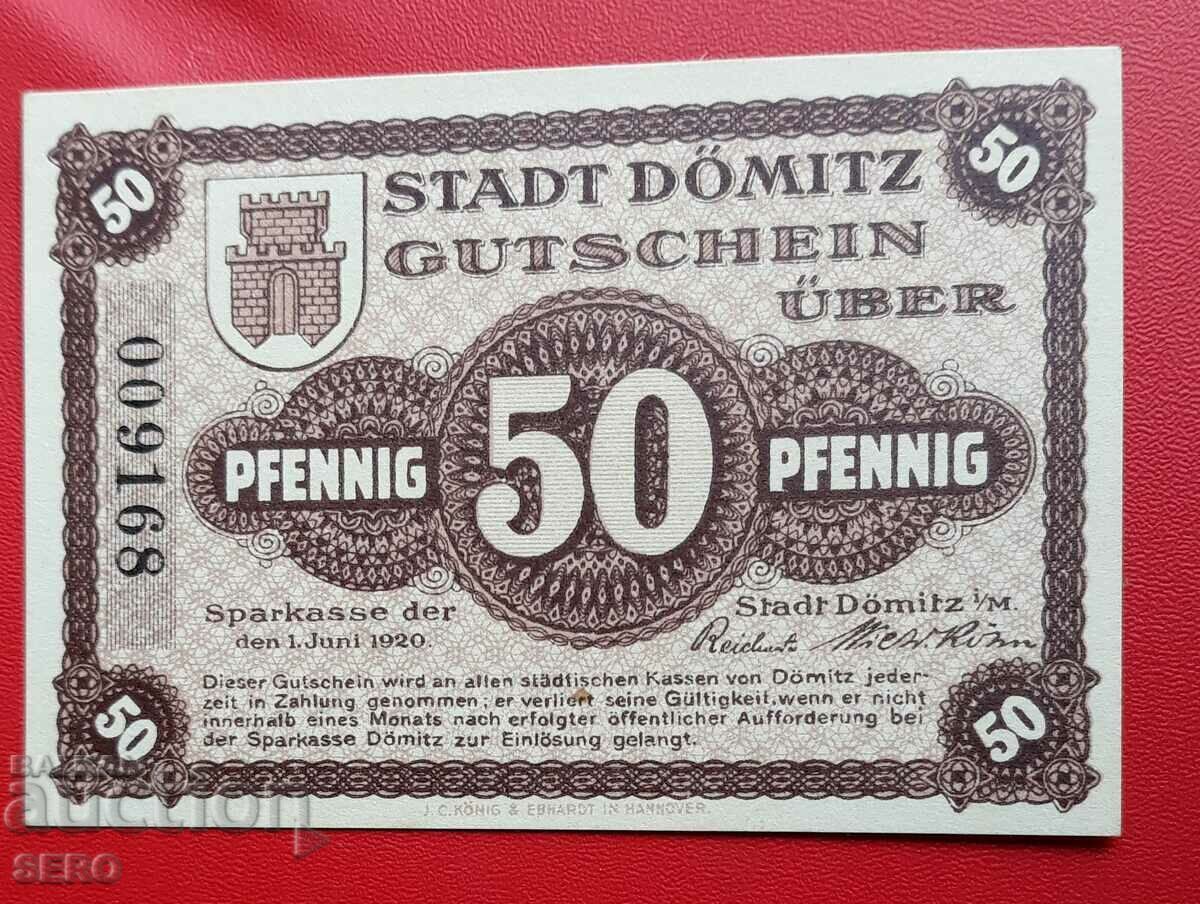 Банкнота-Германия-Мекленбург-Померания-Дьомиц-50 пф 1920