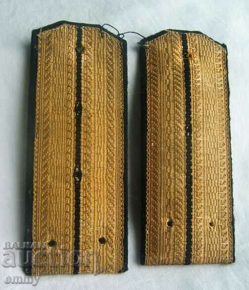 Old officers tinsel epaulettes, gold tinsel