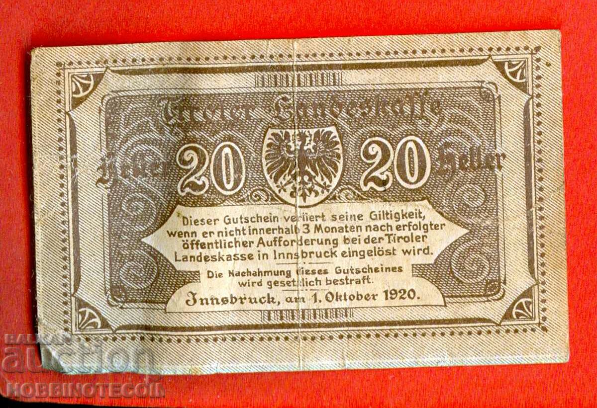 NOTGELD 20 Heller - 1920 with price 4.99 BGN | € 2.55 NOTGELD 20 Heller - 1920 with price 4.99 BGN | € 2.55