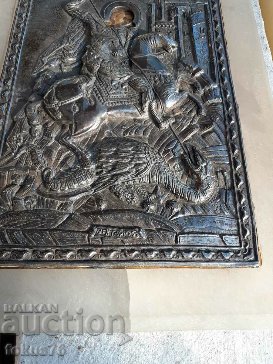 Auction A beautiful silver icon of Saint George Auction A beautiful silver icon of Saint George