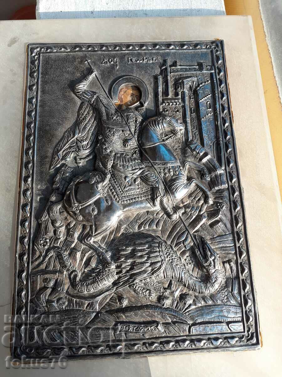 A beautiful silver icon of Saint George - 7 A beautiful silver icon of Saint George - 7