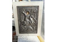 A beautiful silver icon of Saint George