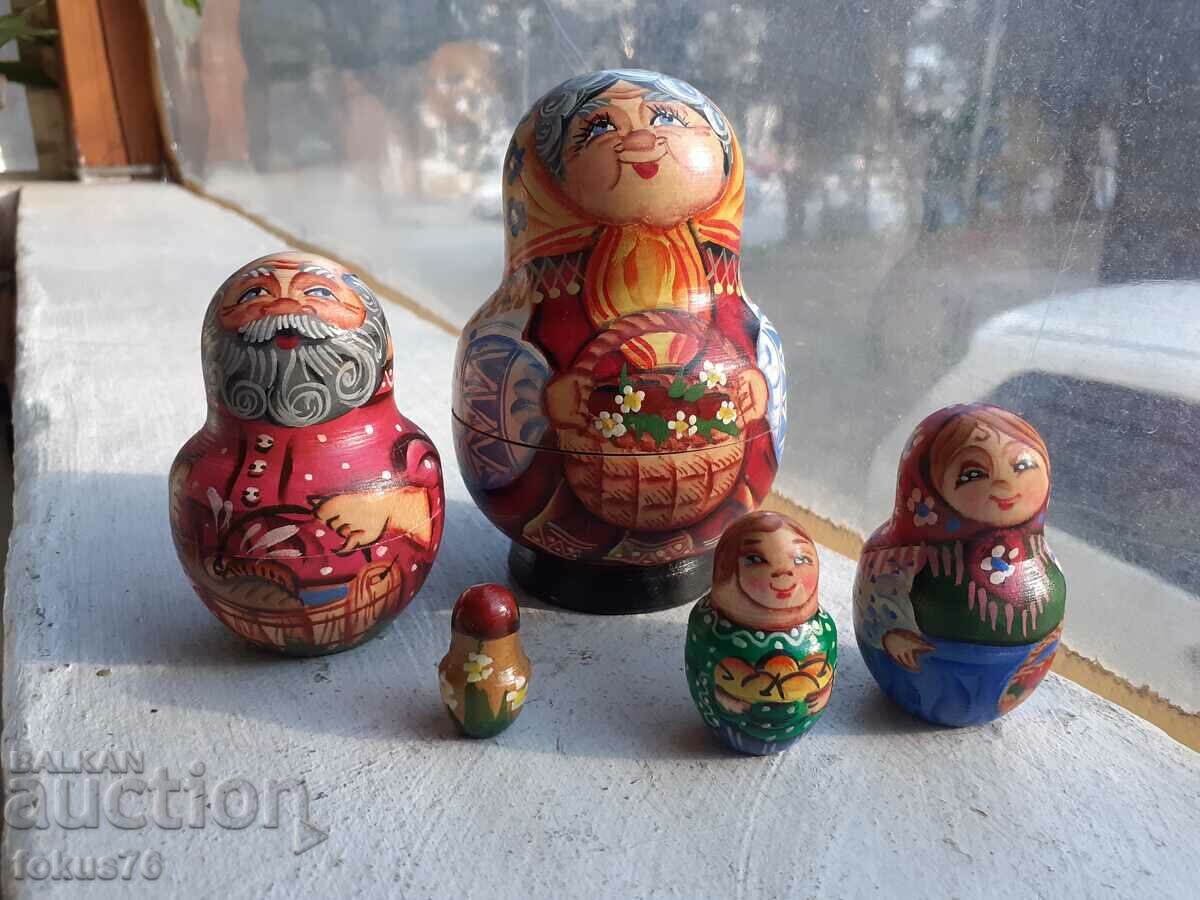 Amazing old Russian matryoshka grandmother grandfather and grandchildren - unika with price 119.00 BGN | € 60.84