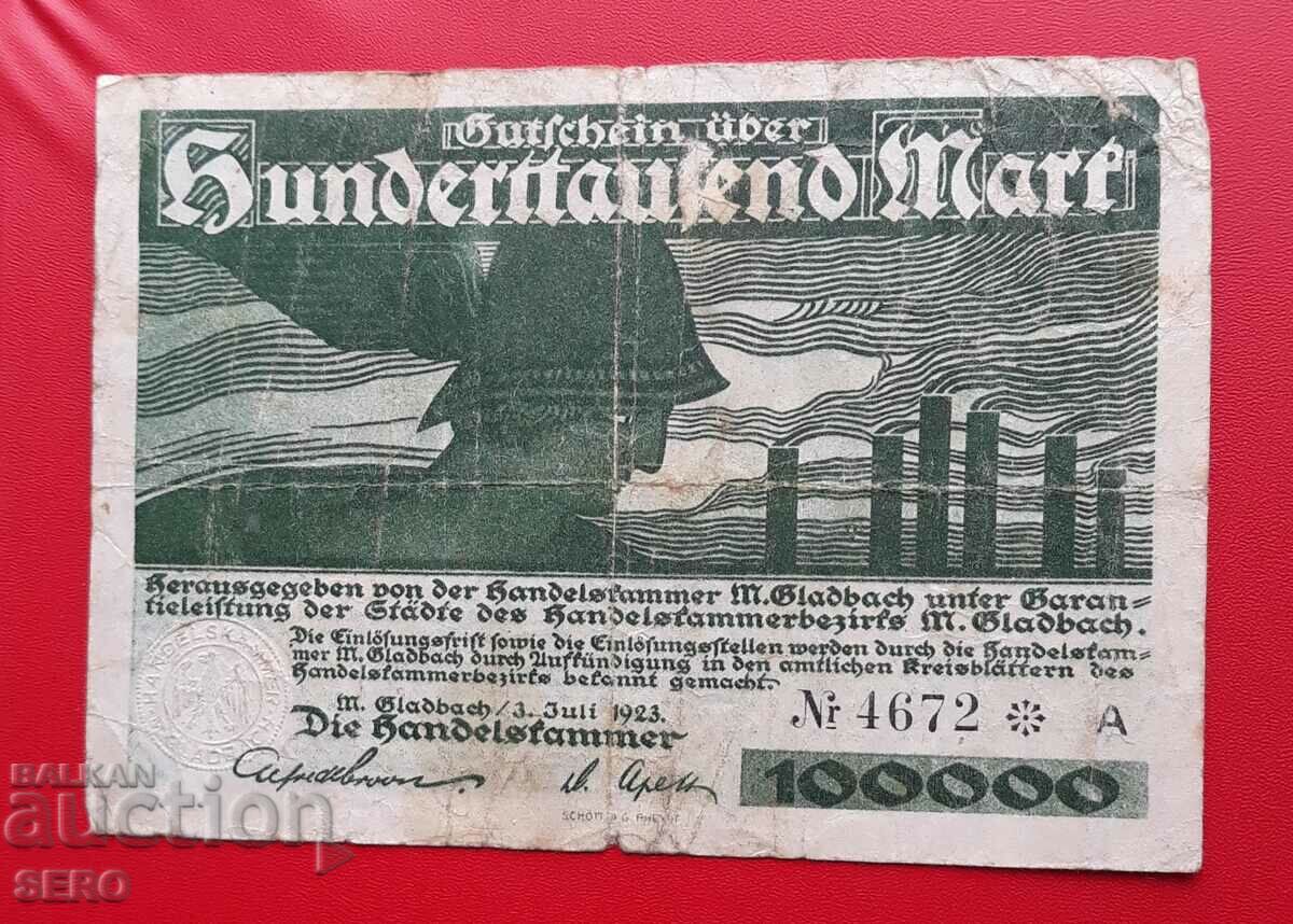 Banknote-Germany-S.Rhine-Westphalia-Mönchengladbach-100,000 m