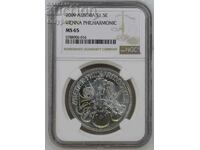 1 oz сребро 1,5 ЕВРО Виенска Филхармония 2009 г NGC MS 65