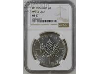 1 oz сребро 5 долара Канадски кленов лист 2011 г. NGC MS 67