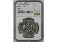 1 oz сребро 5 долара Канадски кленов лист 2011 г NGC MS 67