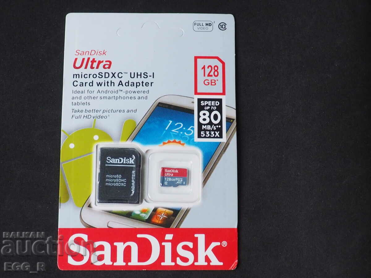 Карта памет SanDisk microSDXC 128ГБ GB  80Mbps нова