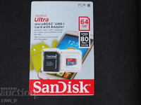 Καινούργια κάρτα μνήμης SanDisk microSDXC 64GB GB 80Mbps
