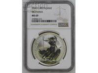 1 oz сребро 2 паунда Британия 2004 г NGC MS 69