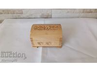 Old wooden chest-shaped box - pyrography