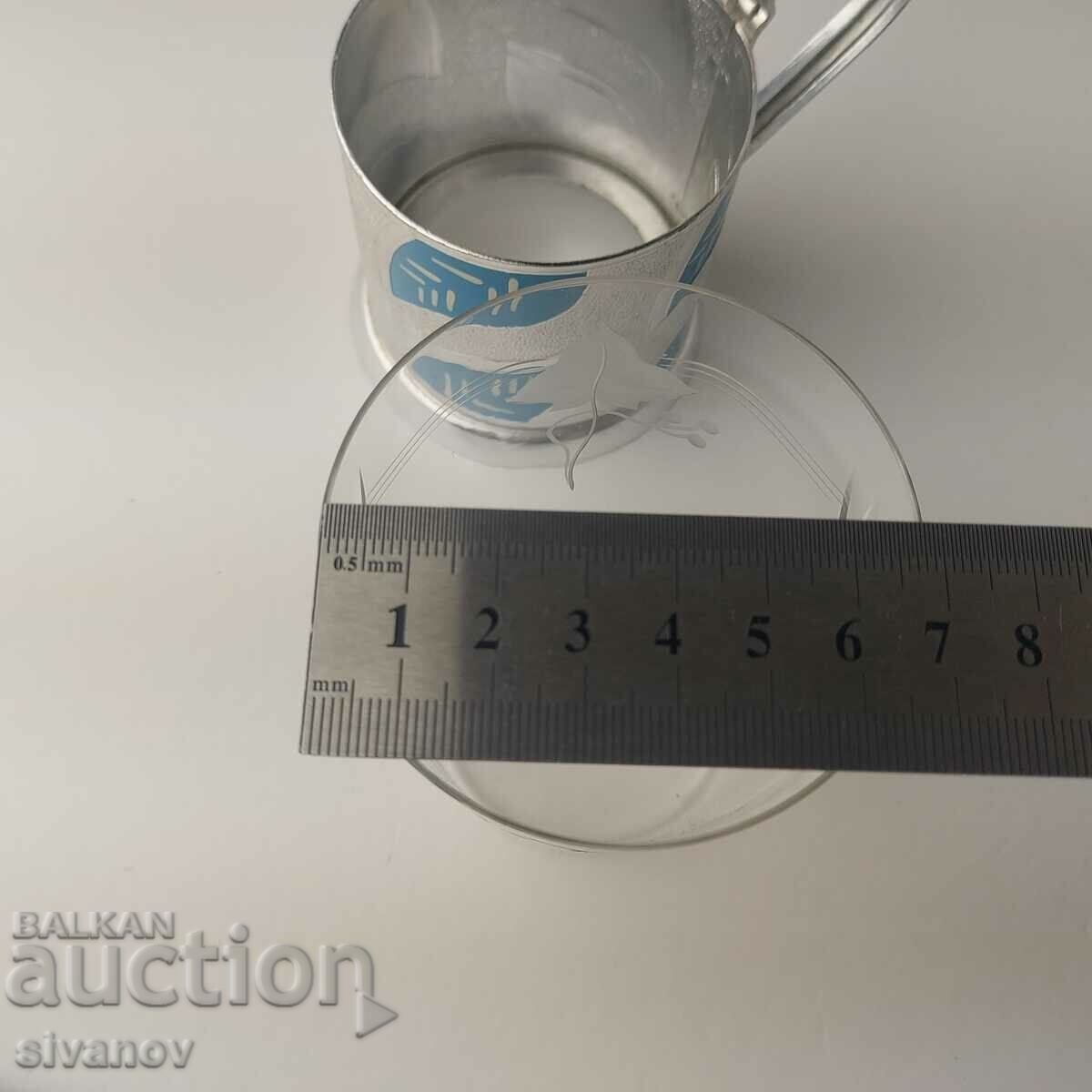 An old set of coasters with a glass and a glass service USSR #5516 - 6 An old set of coasters with a glass and a glass service USSR #5516 - 6