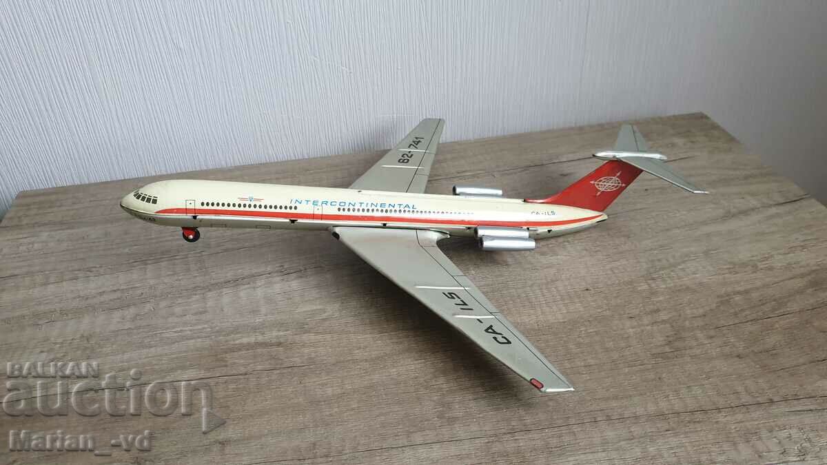 Old social tin toy Soviet IL-62 aircraft