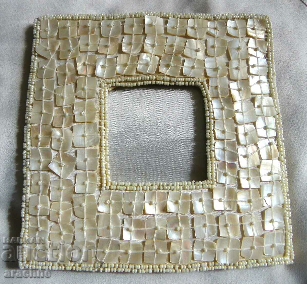 Mother-of-pearl studded photo frame