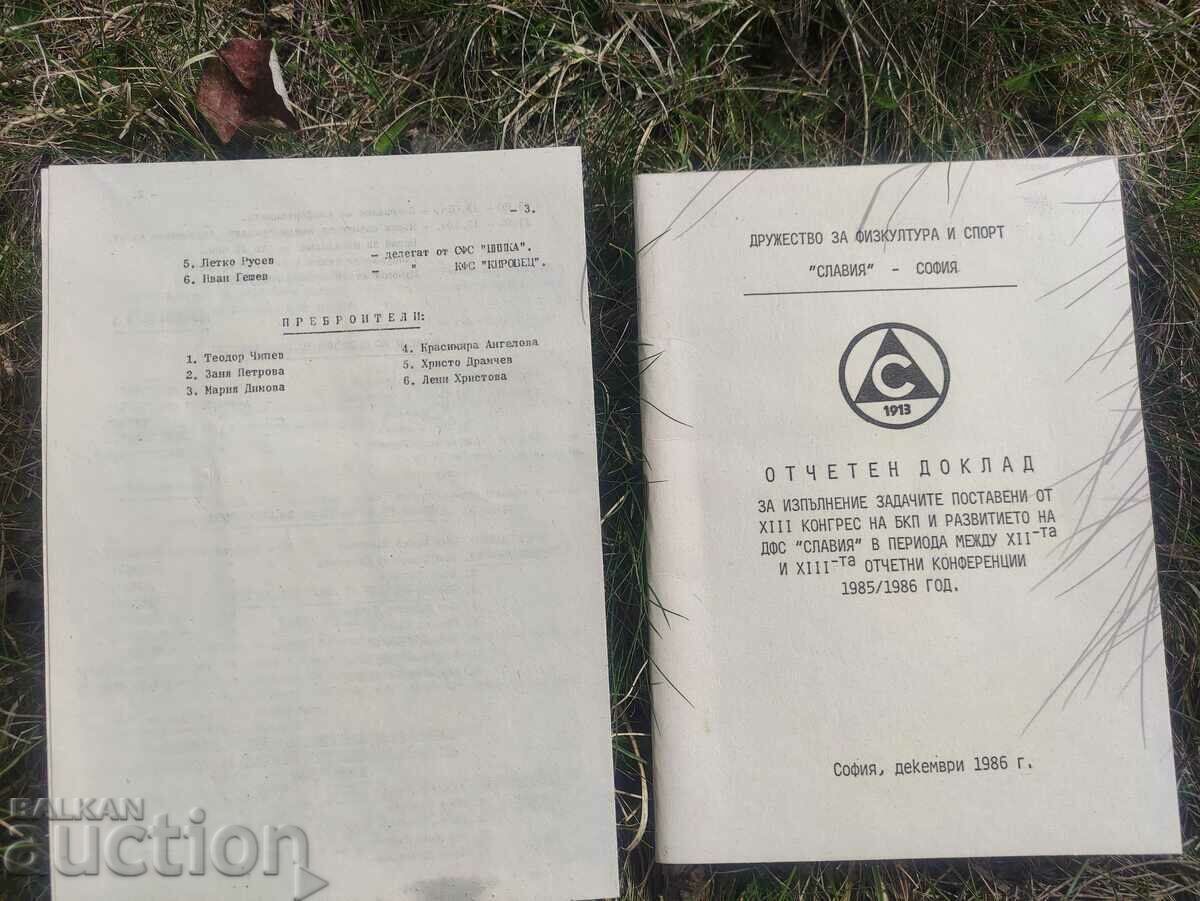 Licitație Slavia 1986 - Program, Raport, Fișă Sondaj