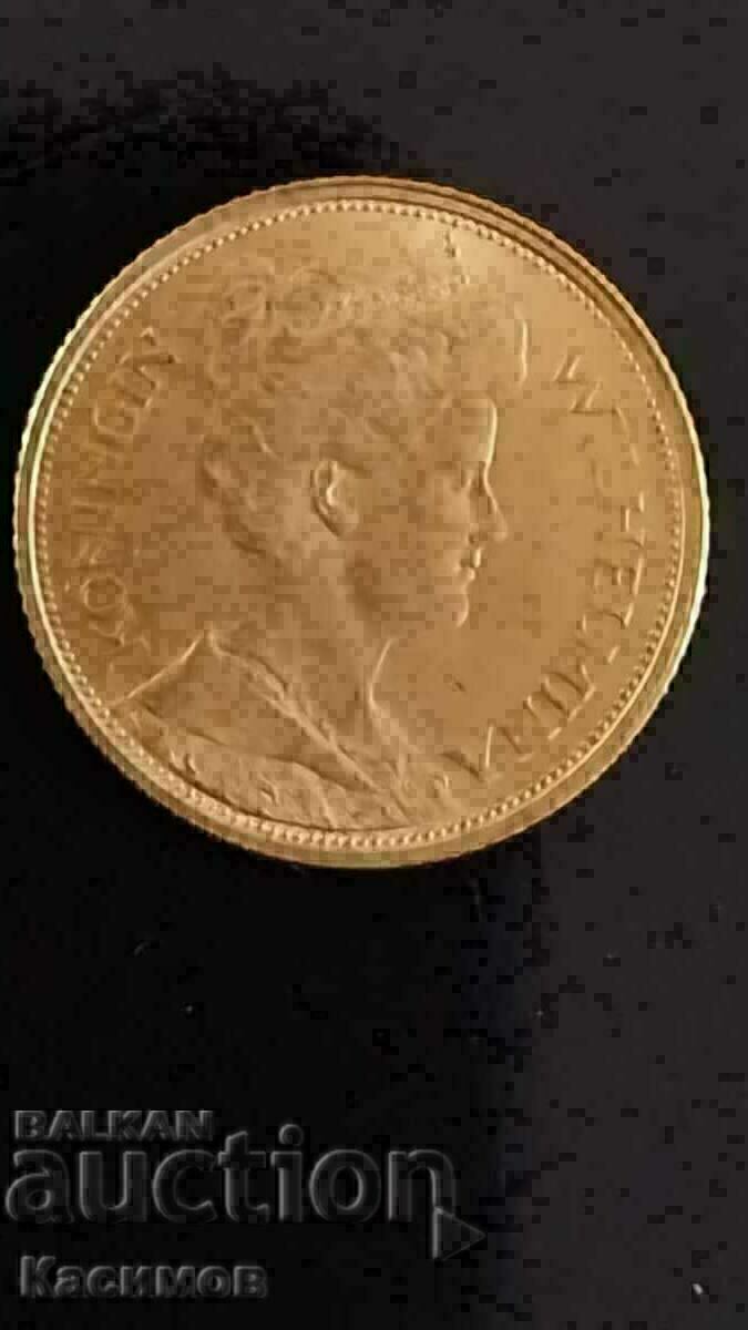 Monedă veche de aur RARE Țărilor de Jos cu 5 guldeni!