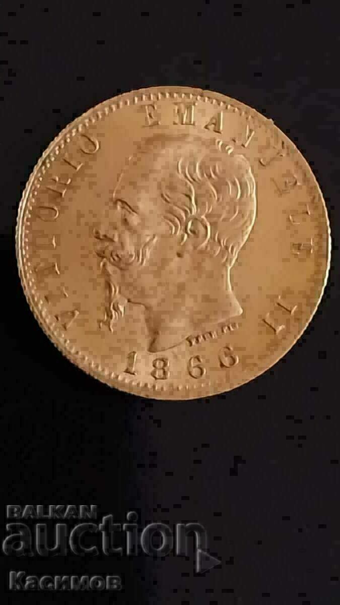 Παλιό ΣΠΑΝΙΟ χρυσό νόμισμα Ιταλίας 20 λιρών 1866 UNC!