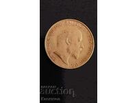 Стара РЯДКА златна монета от Великобритания 1/2 паунда 1905!