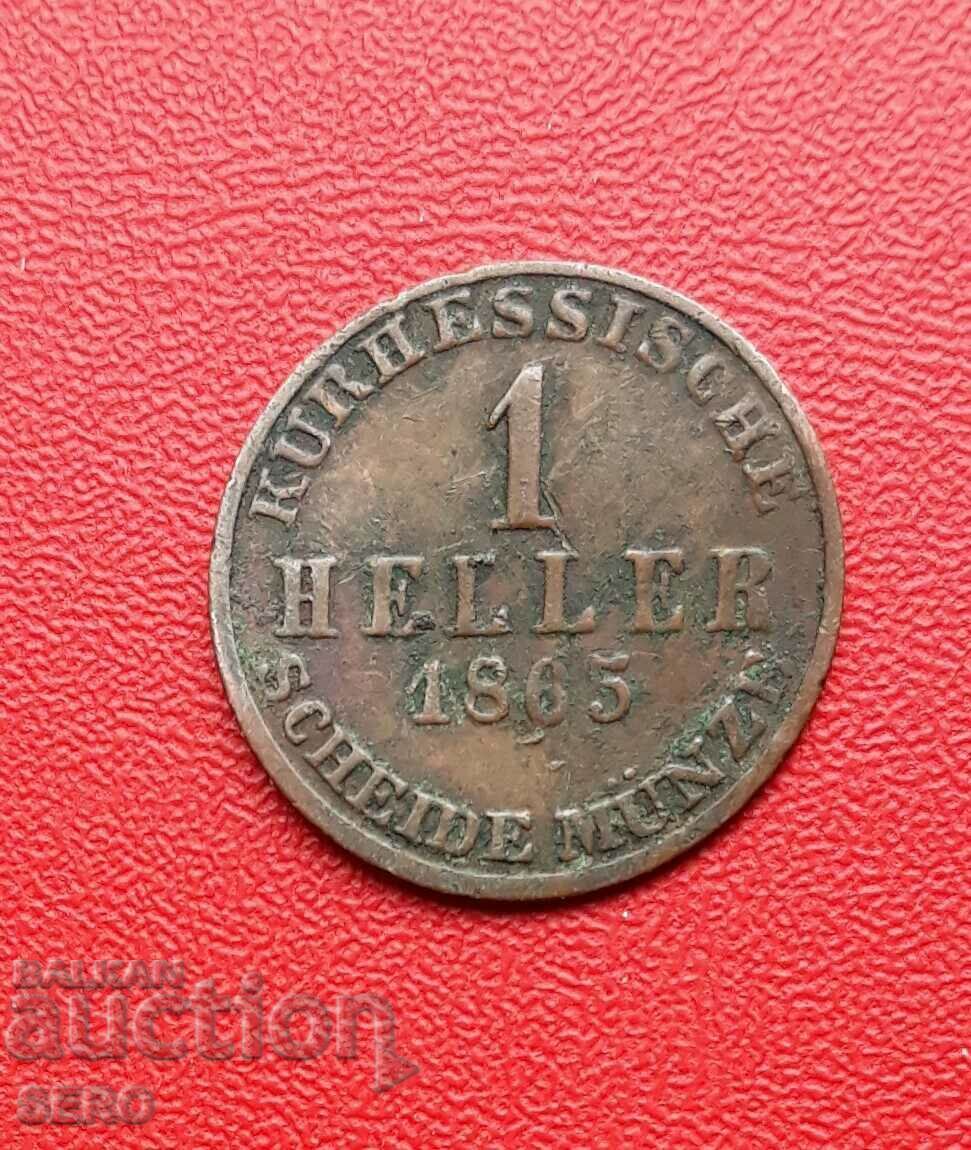 Germany-Hesse-Kassel-1 Heller 1865