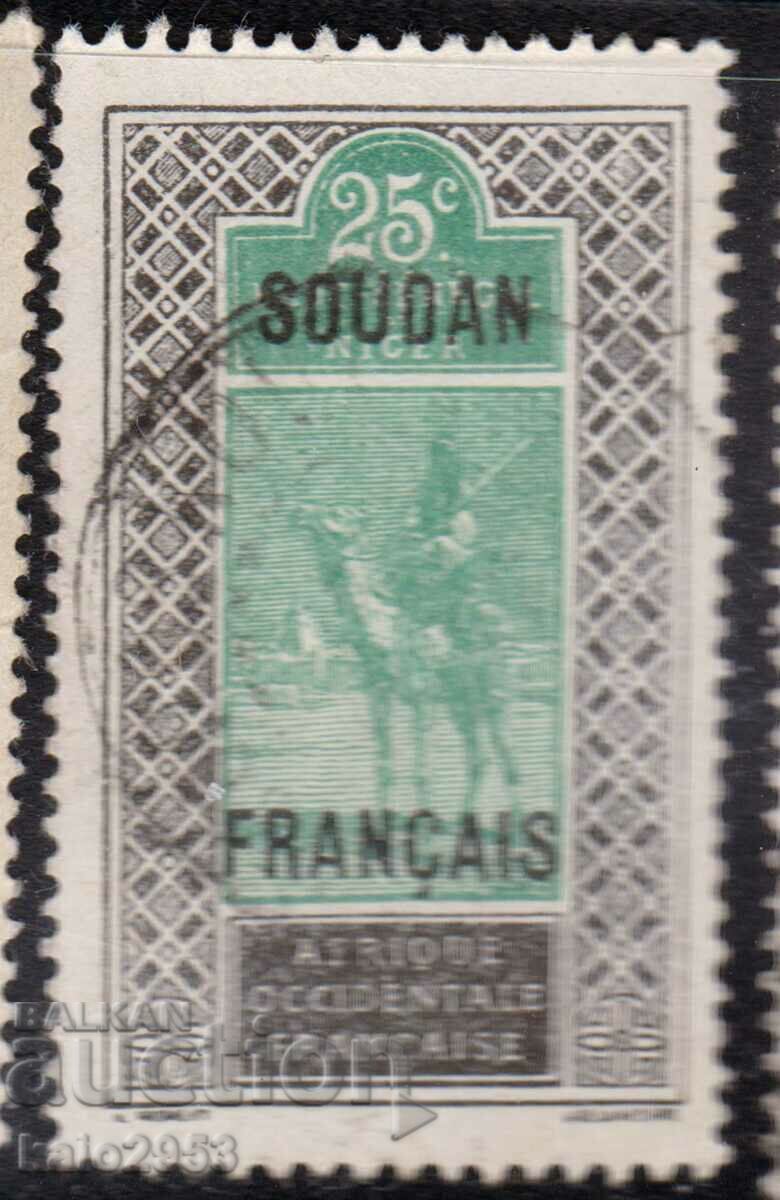 France/Sudan-1921/25-Regular-Bedouin with overprint for Sudan, γραμματόσημο