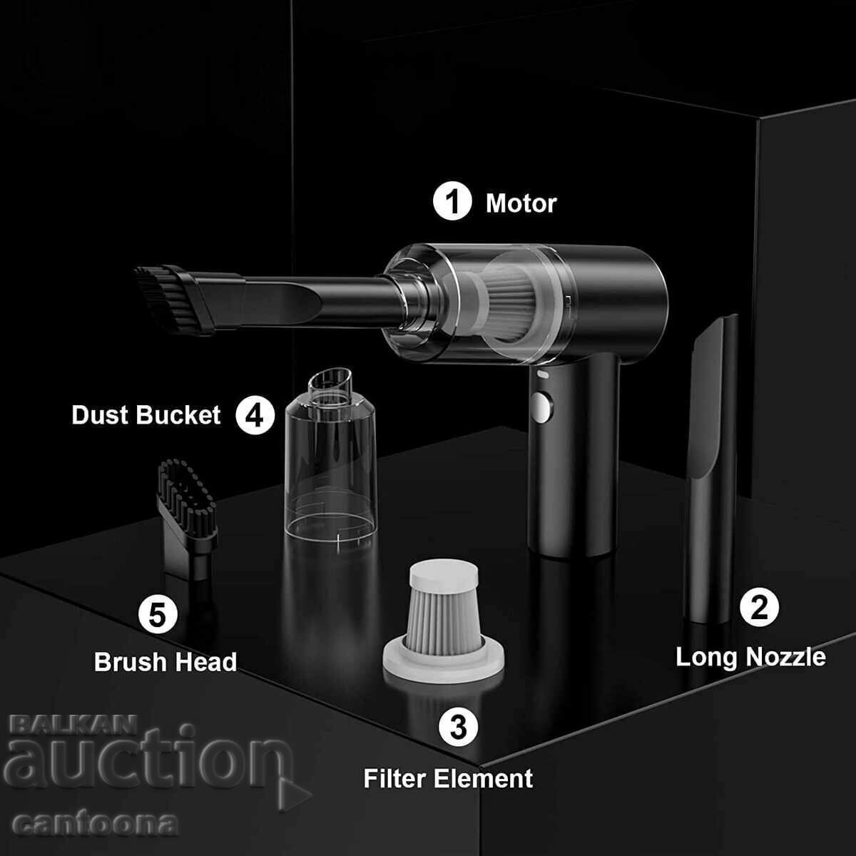 2 In 1 Wireless Mini Car Vacuum Cleaner, USB Charging - 5 2 In 1 Wireless Mini Car Vacuum Cleaner, USB Charging - 5