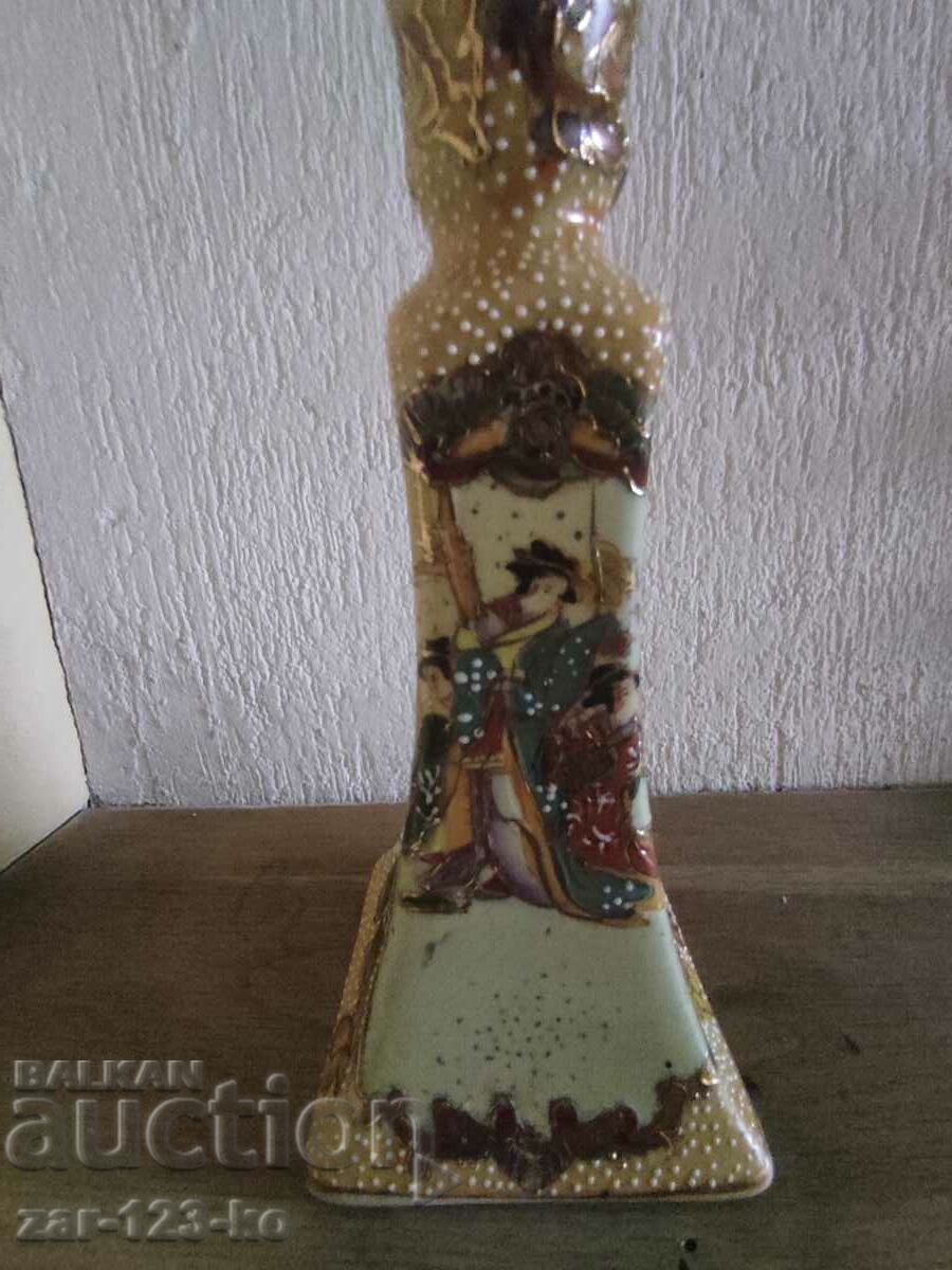 Satsuma type porcelain candle holder