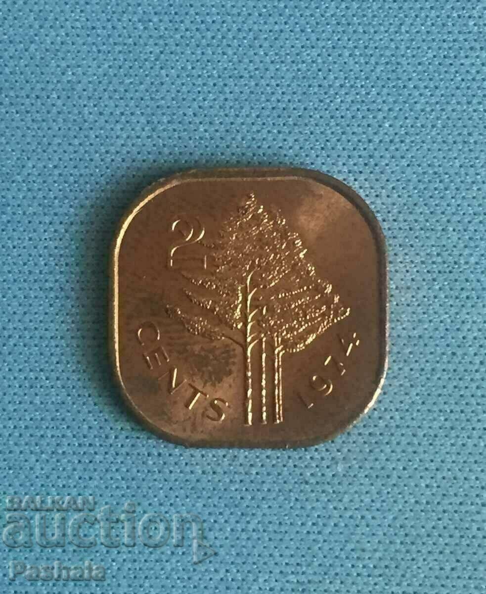 Swaziland 2 cents 1974