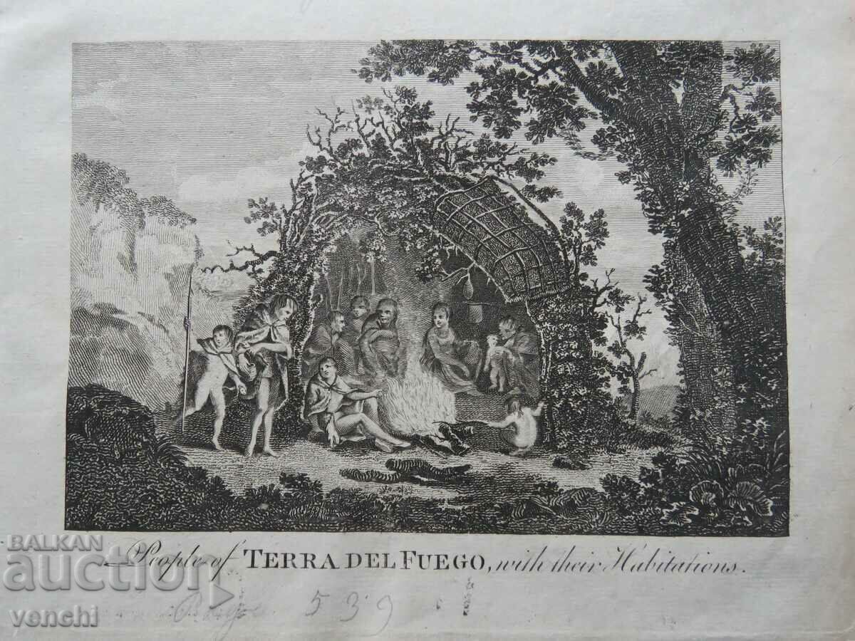 Доставка на 1790 - ГРАВЮРА - АРЖЕНТИНА, ПАТАГОНИЯ - ОРИГИНАЛ .