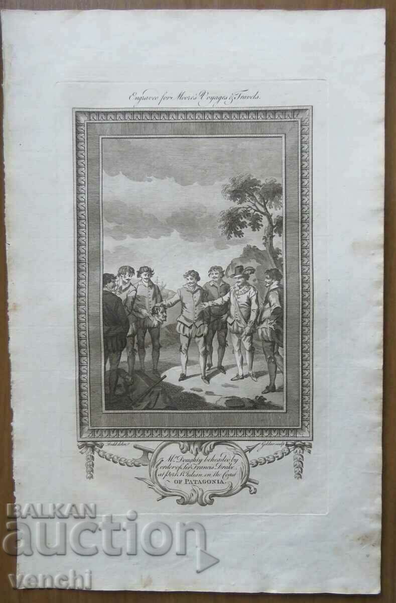 1780 - GRAVURĂ - MAURICE - Francis Drake - ORIGINAL