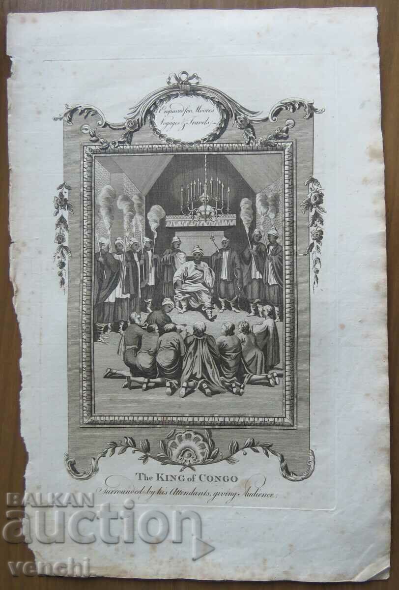 1780 - GRAVURĂ - MAURICE - REGELE CONGOLUI - ORIGINAL 1780 - GRAVURĂ - MAURICE - REGELE CONGOLUI - ORIGINAL
