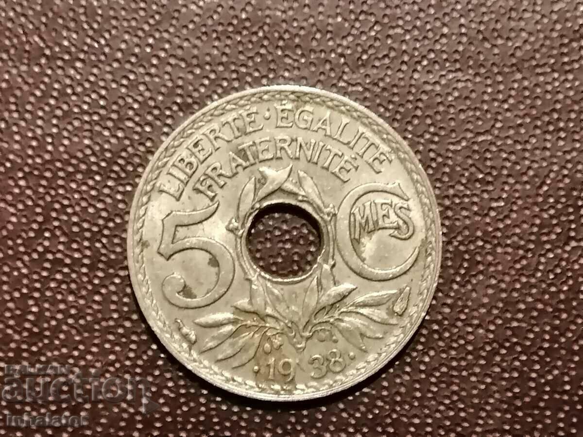 1938 5 centimes Franta - corn - excelent