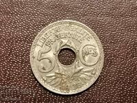 1938 5 centimes France - horn