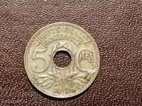 1936 5 centimes France - horn