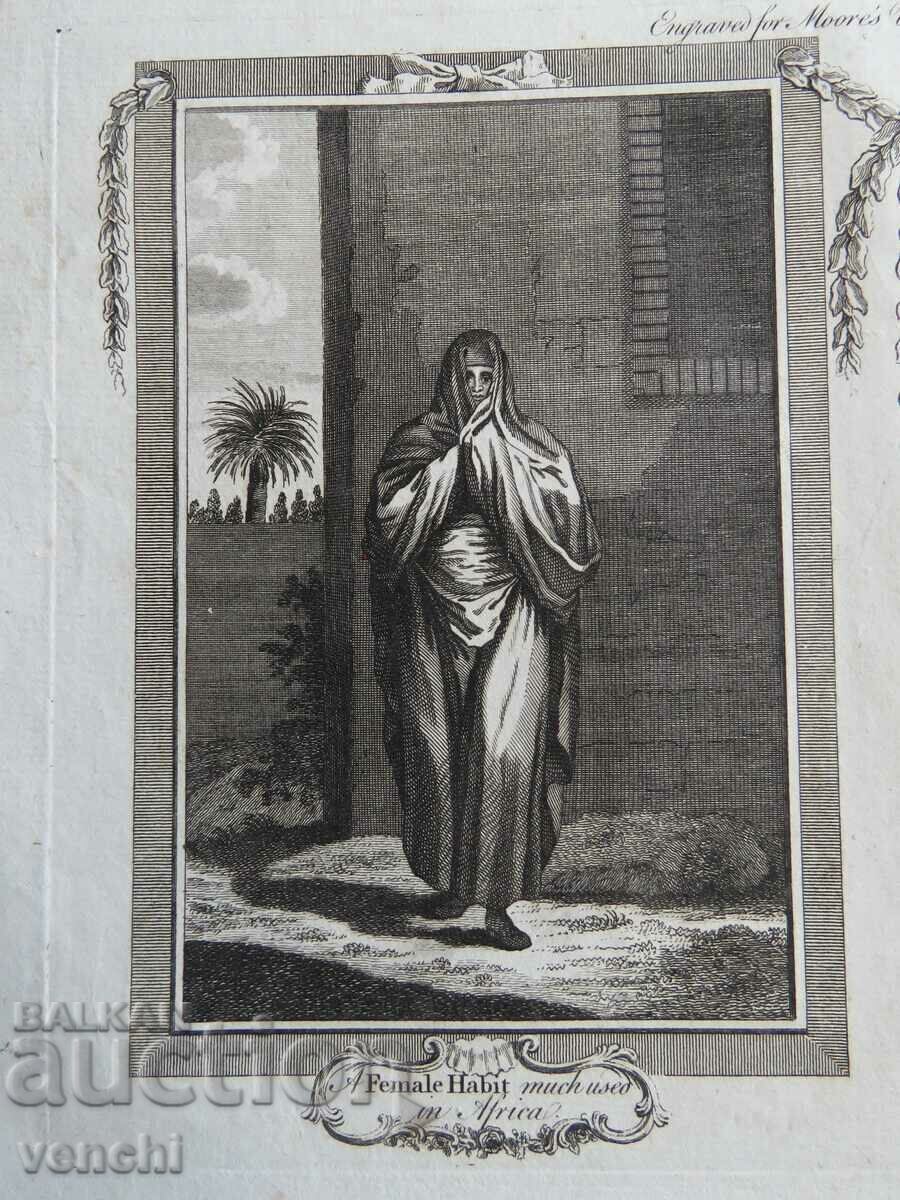 Licitație 1780 - GRAVURĂ - MAURICE - FEMEI AFRICA DE NORD - ORIGINAL