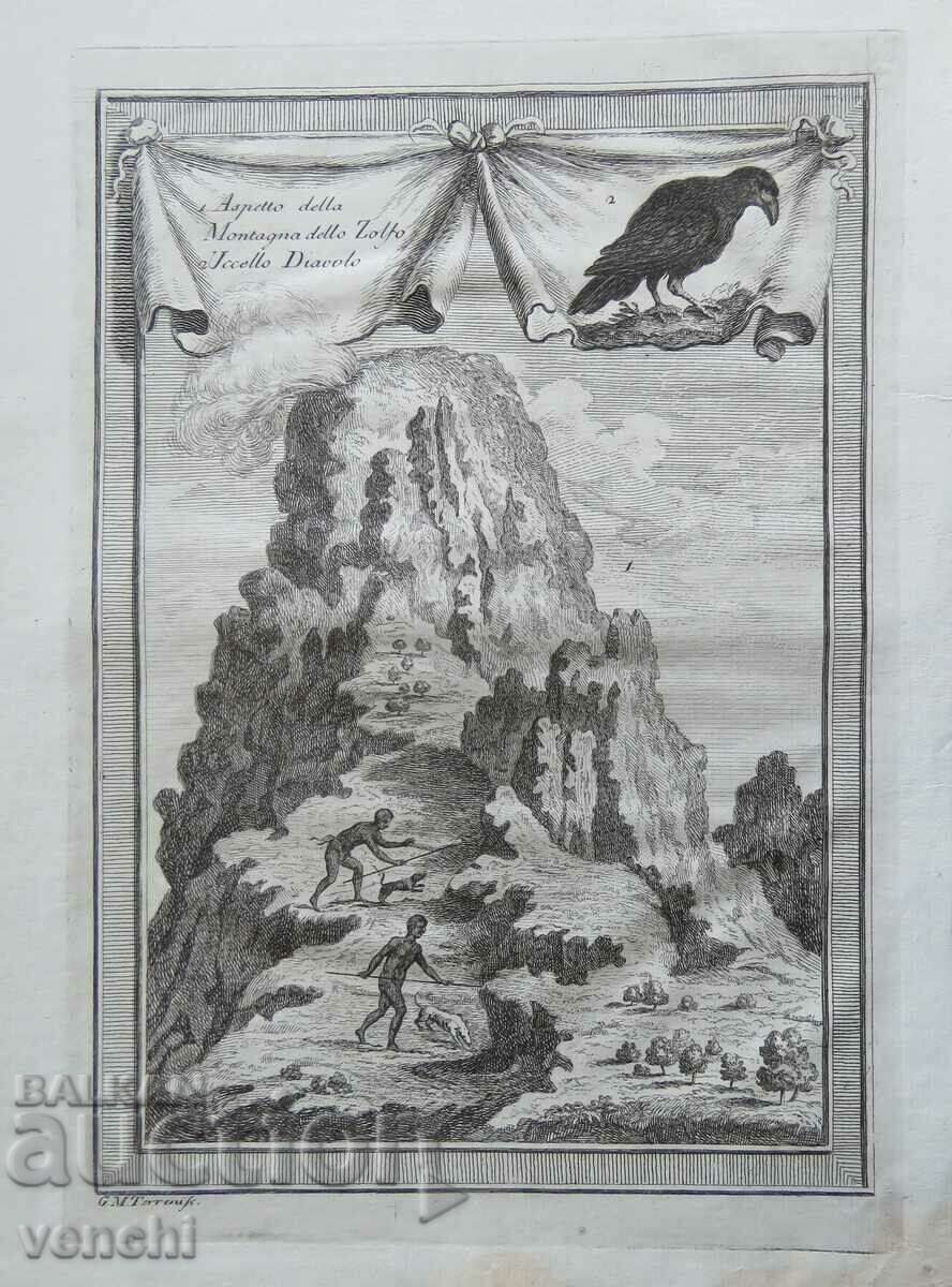 1763 - GRAVURĂ - MUNTELE SULFULUI - ORIGINAL