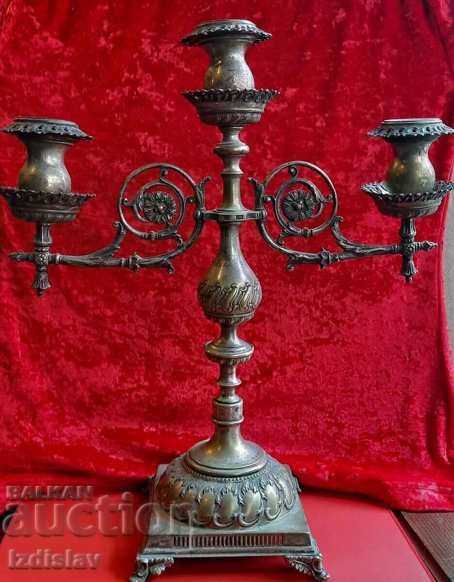 Antique silver plated candle holder
