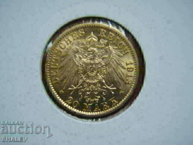 20 Mark 1913 Germany (Prussia) (20 marks) /1/ - AU (gold) with price 1955.89 BGN | € 1000.03 20 Mark 1913 Germany (Prussia) (20 marks) /1/ - AU (gold) with price 1955.89 BGN | € 1000.03