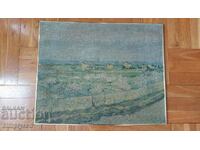 Interesting old landscape painting painted on fabric