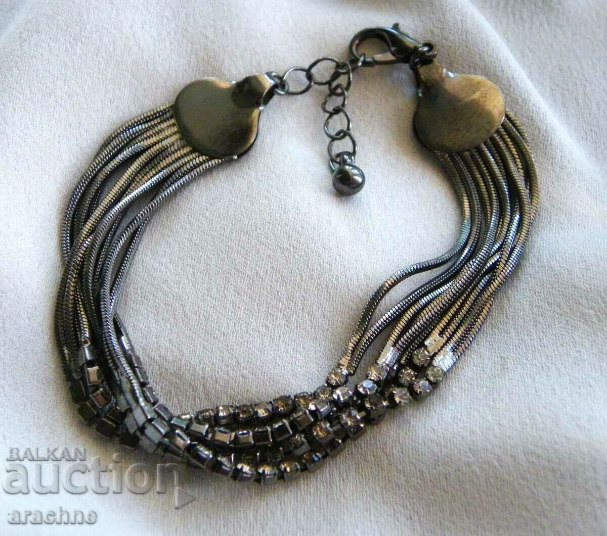 Bracelet with black rhodium and crystals