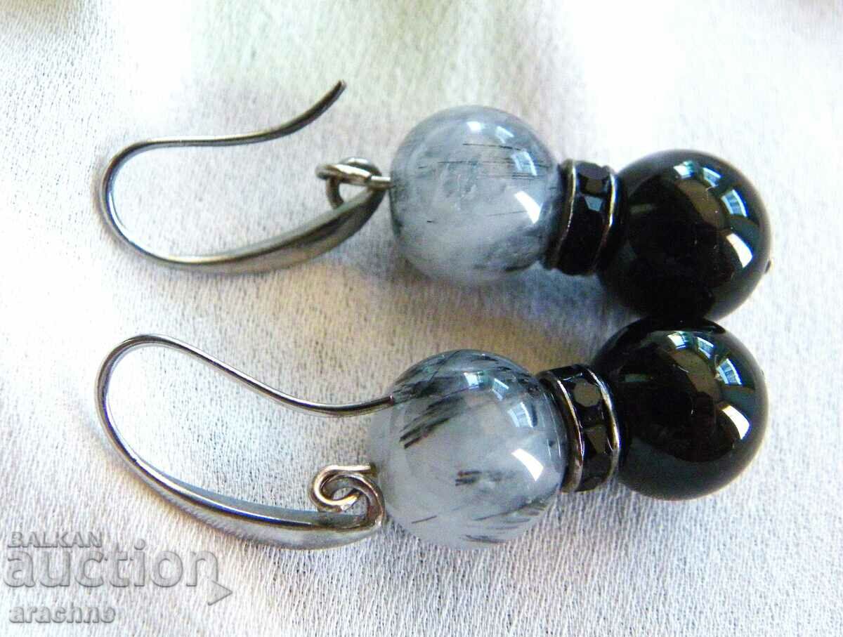 Доставка на Обици с "косите на Венера", черен шпинел и черен оникс