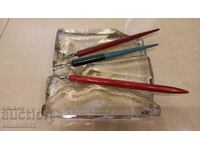 Glass pen holder paperweight