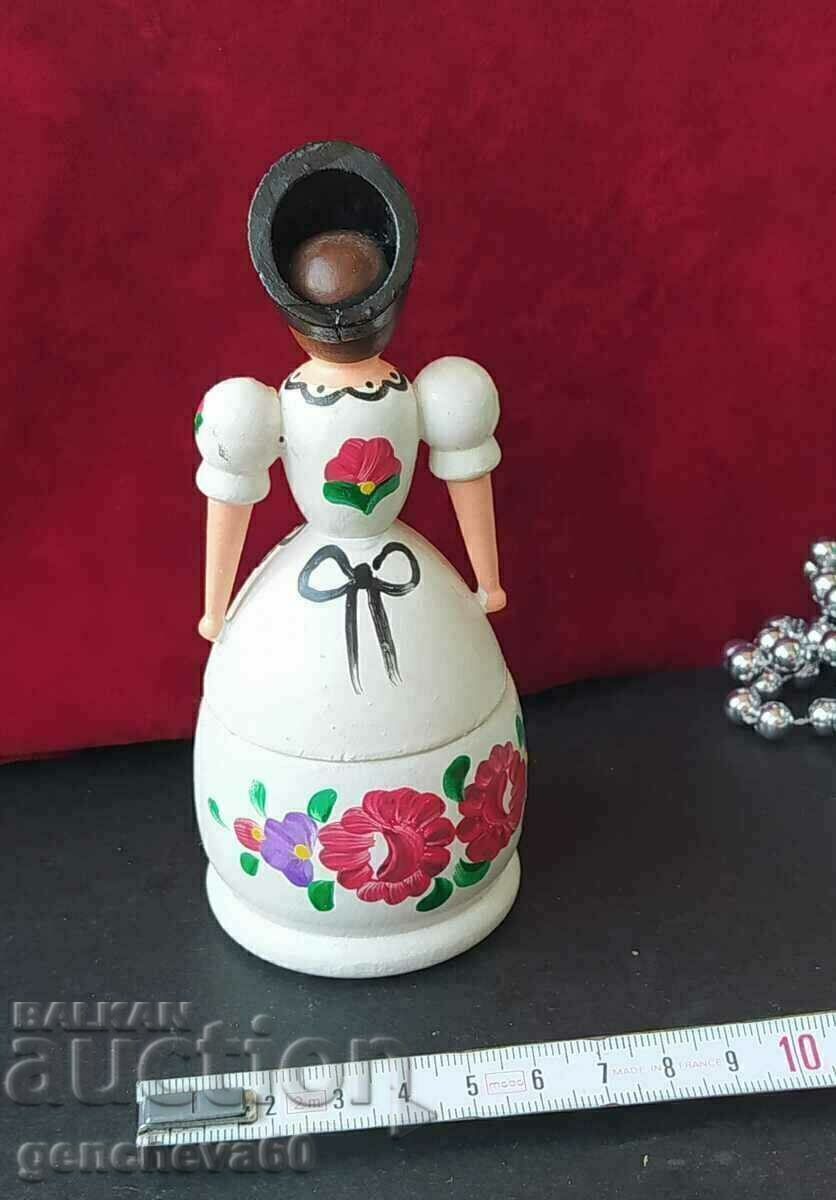 Traditional Hungarian wooden doll, box for trinkets with price 15.00 BGN | € 7.67