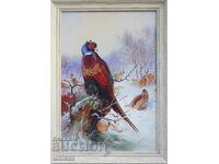 Pheasants in winter, picture for hunters