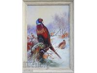 Фазани през зимата, картина за ловци