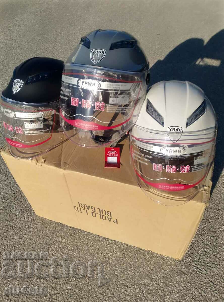 Helmet, motorcycle scooter moped helmet with visor and spoiler YAWA