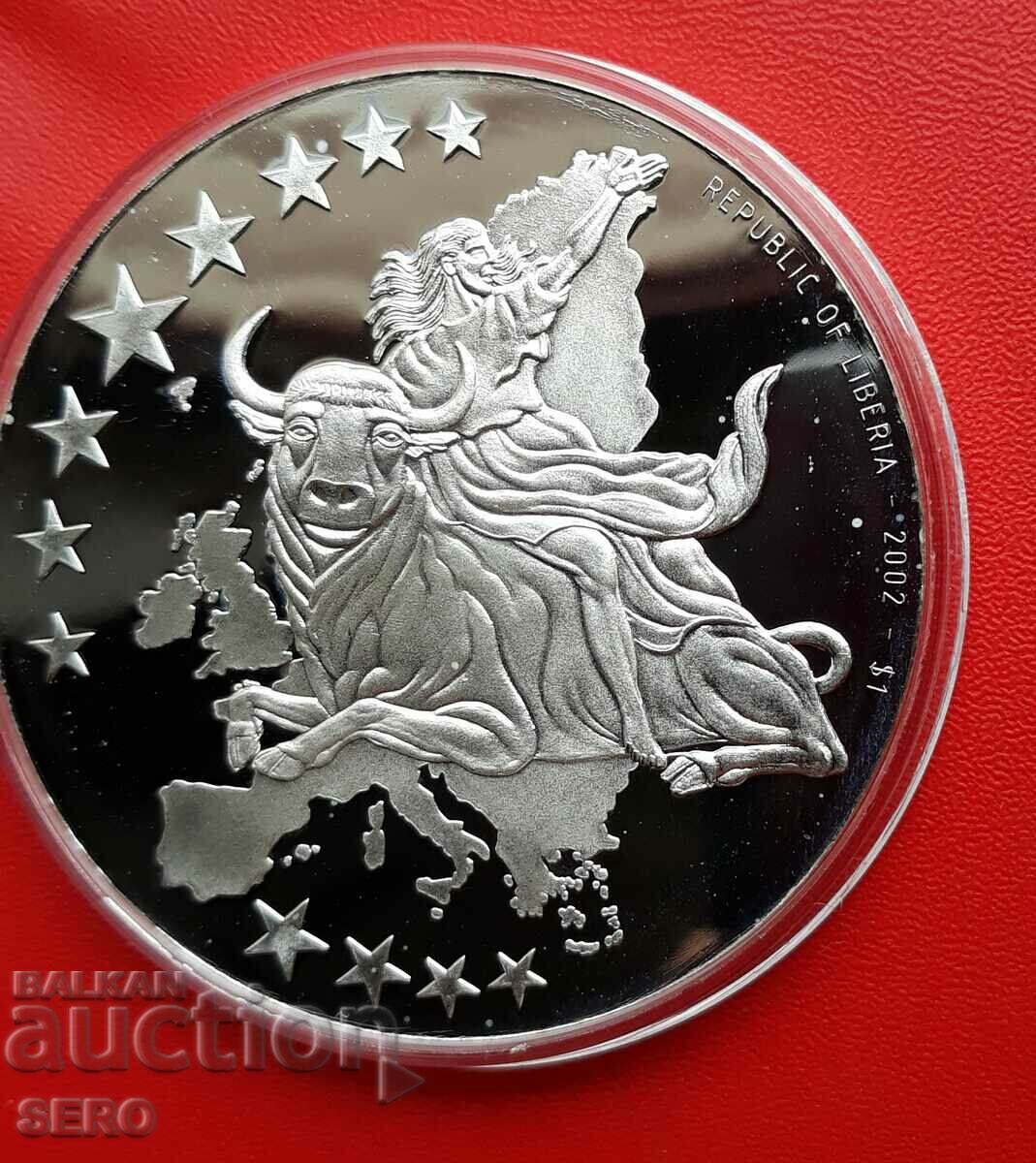 Либерия-1 долар 2002-преминаване към евро